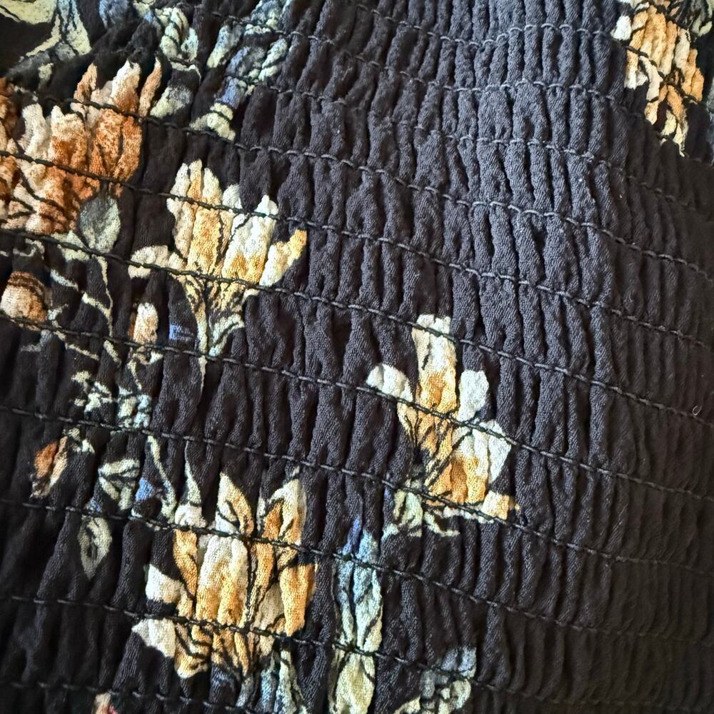 Black Floral Babydoll Ruched A-line Dress Sz XL Boho 90's Y2K Indie Romantic NWT - Picture 9 of 10